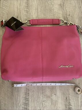 Hot Pink Leather Shoulder Bag with Chain Strap